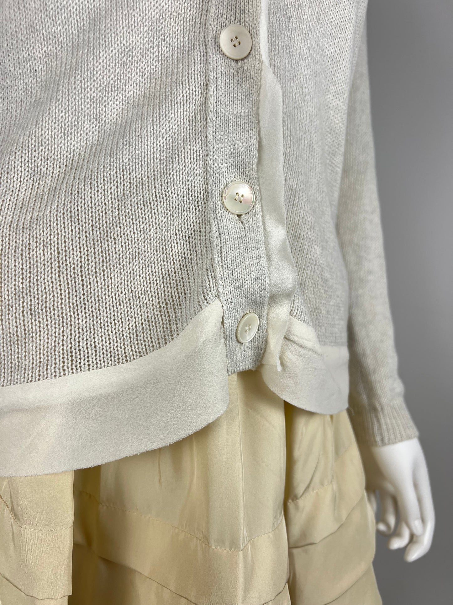 Miu Miu Cotton Cardigan with Silk Trim