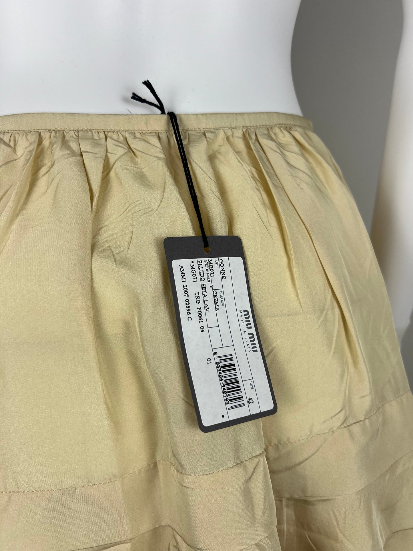 Miu Miu Silk Tiered Mini Skirt with Pocket Detail