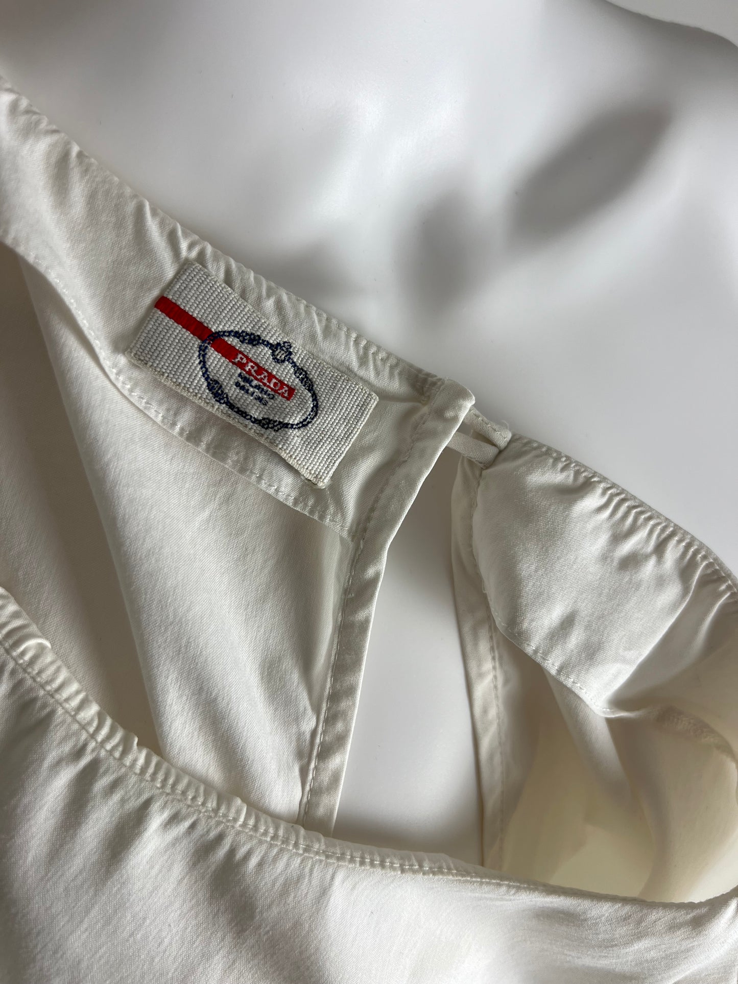 Prada Ivory Puff-Sleeve Shift Dress