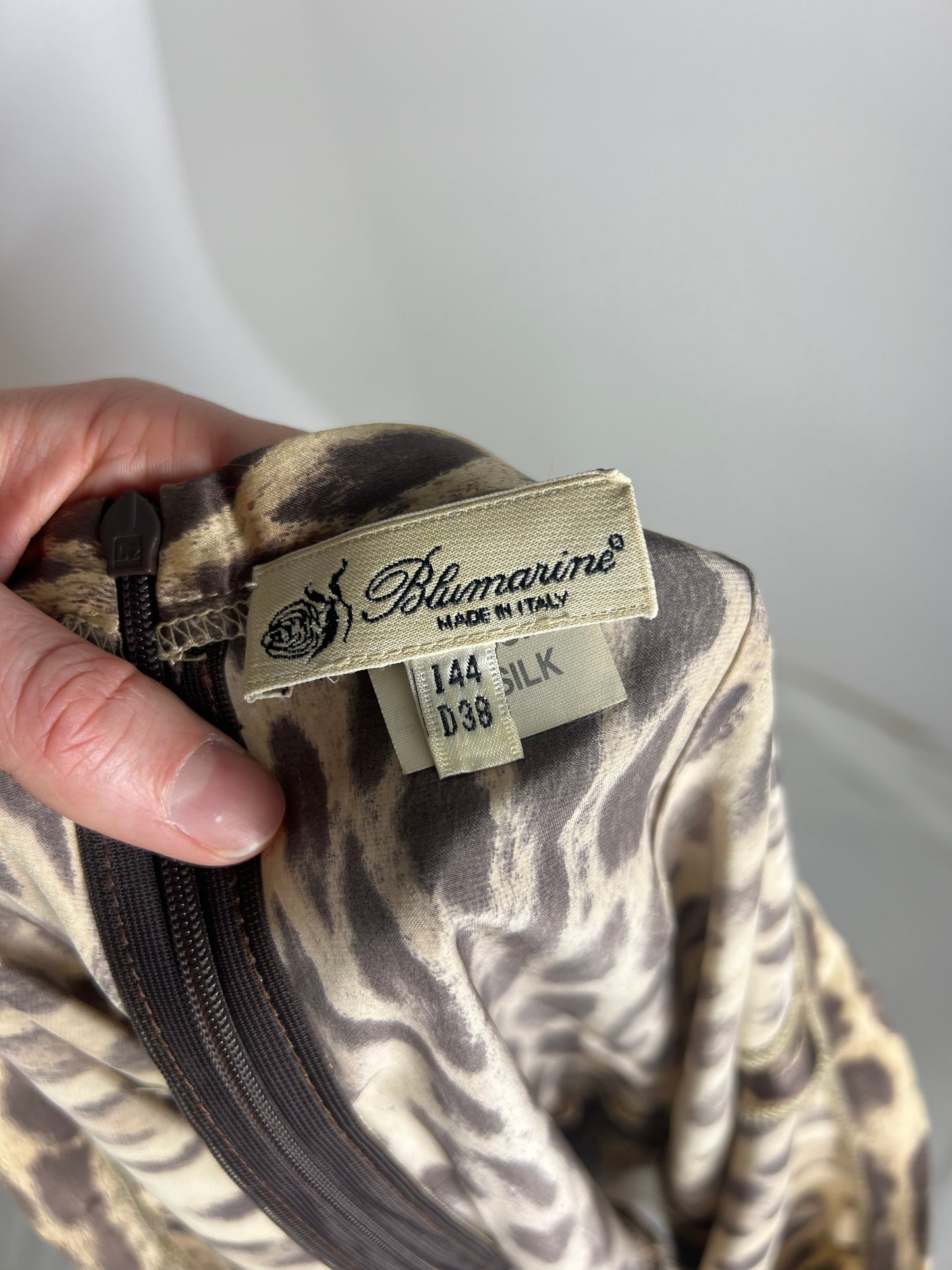 Blumarine silk leopard skirt