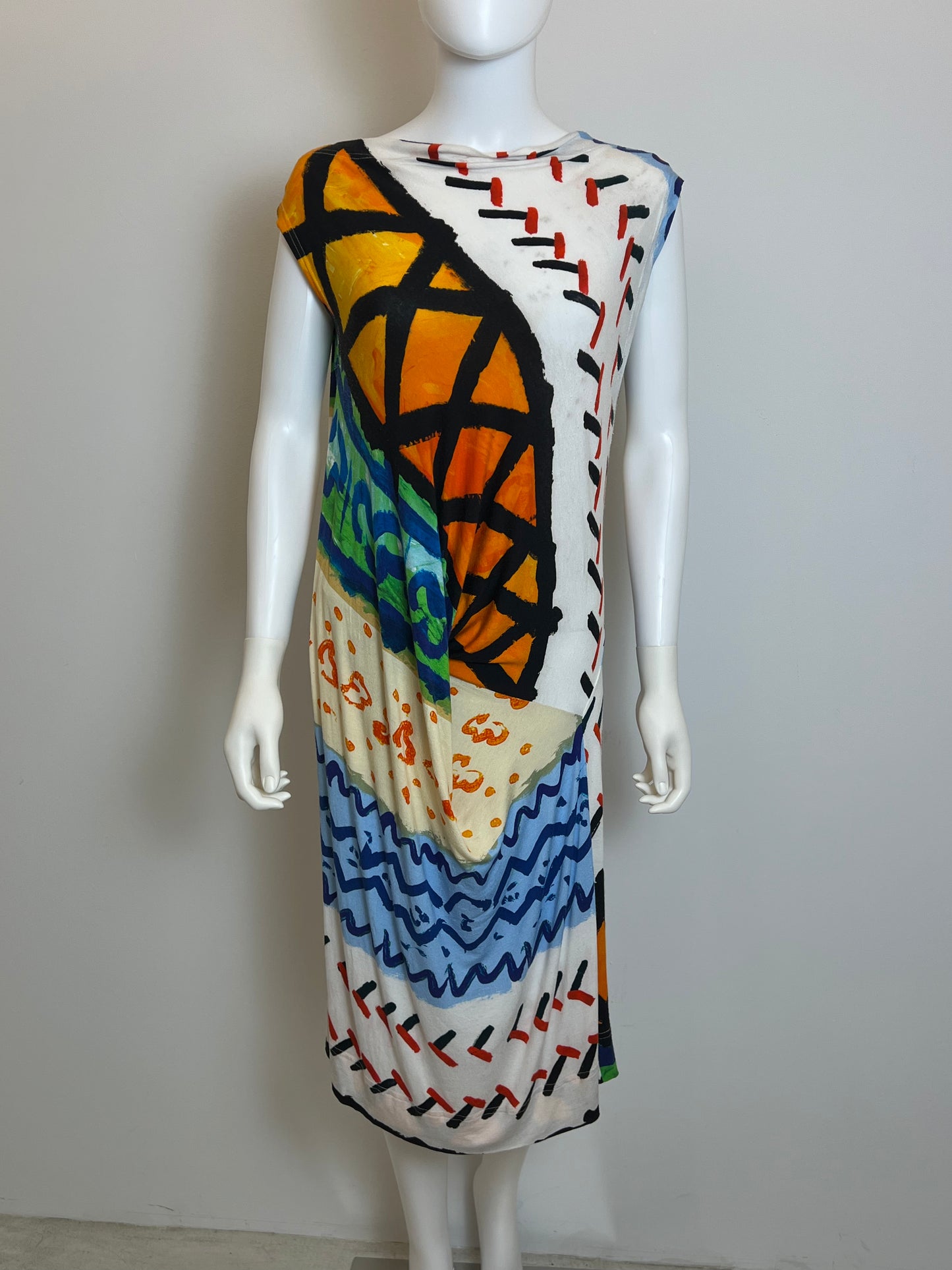 Vivienne Westwood Anglomania Abstract Print Draped Dress