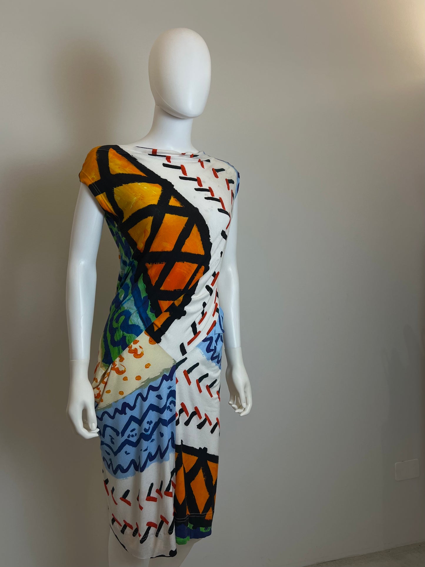 Vivienne Westwood Anglomania Abstract Print Draped Dress