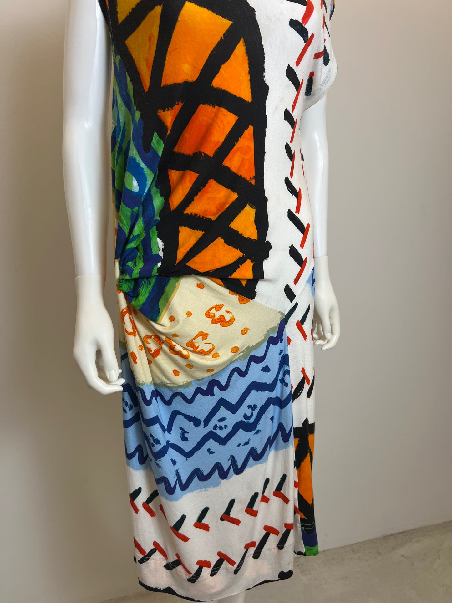 Vivienne Westwood Anglomania Abstract Print Draped Dress