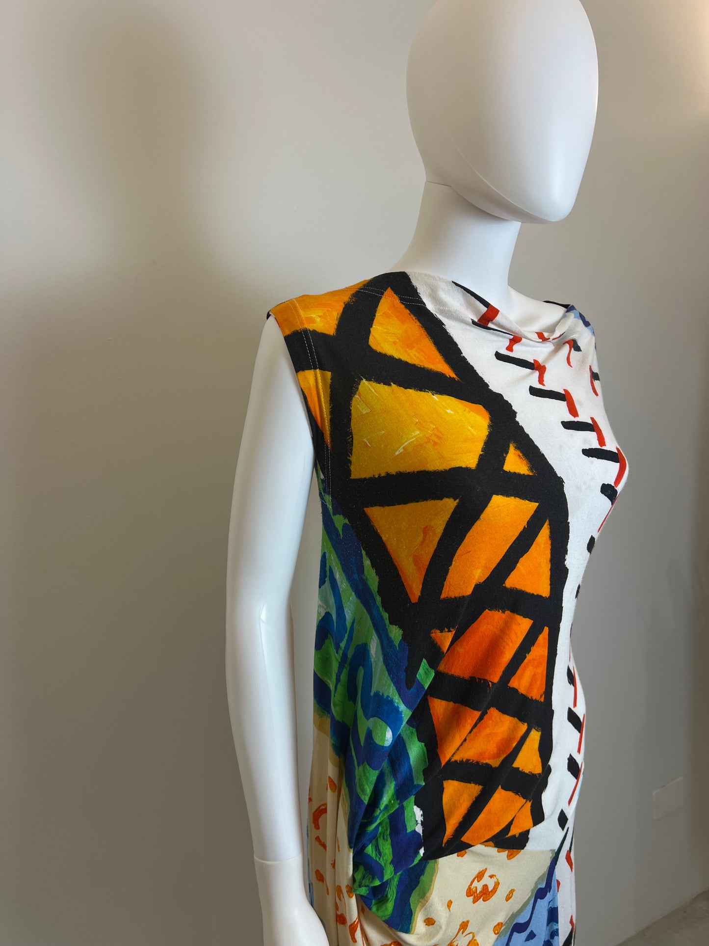 Vivienne Westwood Anglomania Abstract Print Draped Dress