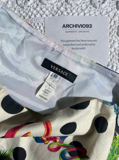 VERSACE tropical polka dot logo skirt
early 2000s