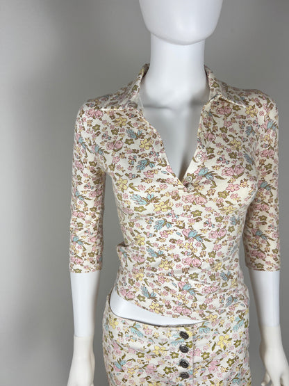 Cacharel Floral Jersey Top and Mini Skirt Set