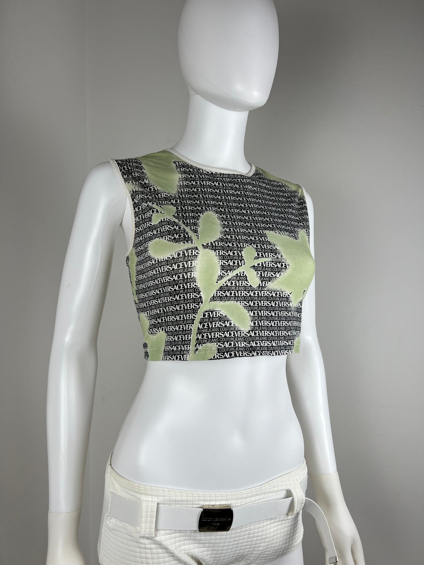 Versace Jeans Couture Logo Print Crop Top