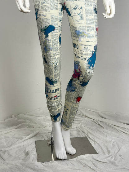 John Galliano Newspaper Print Leggings