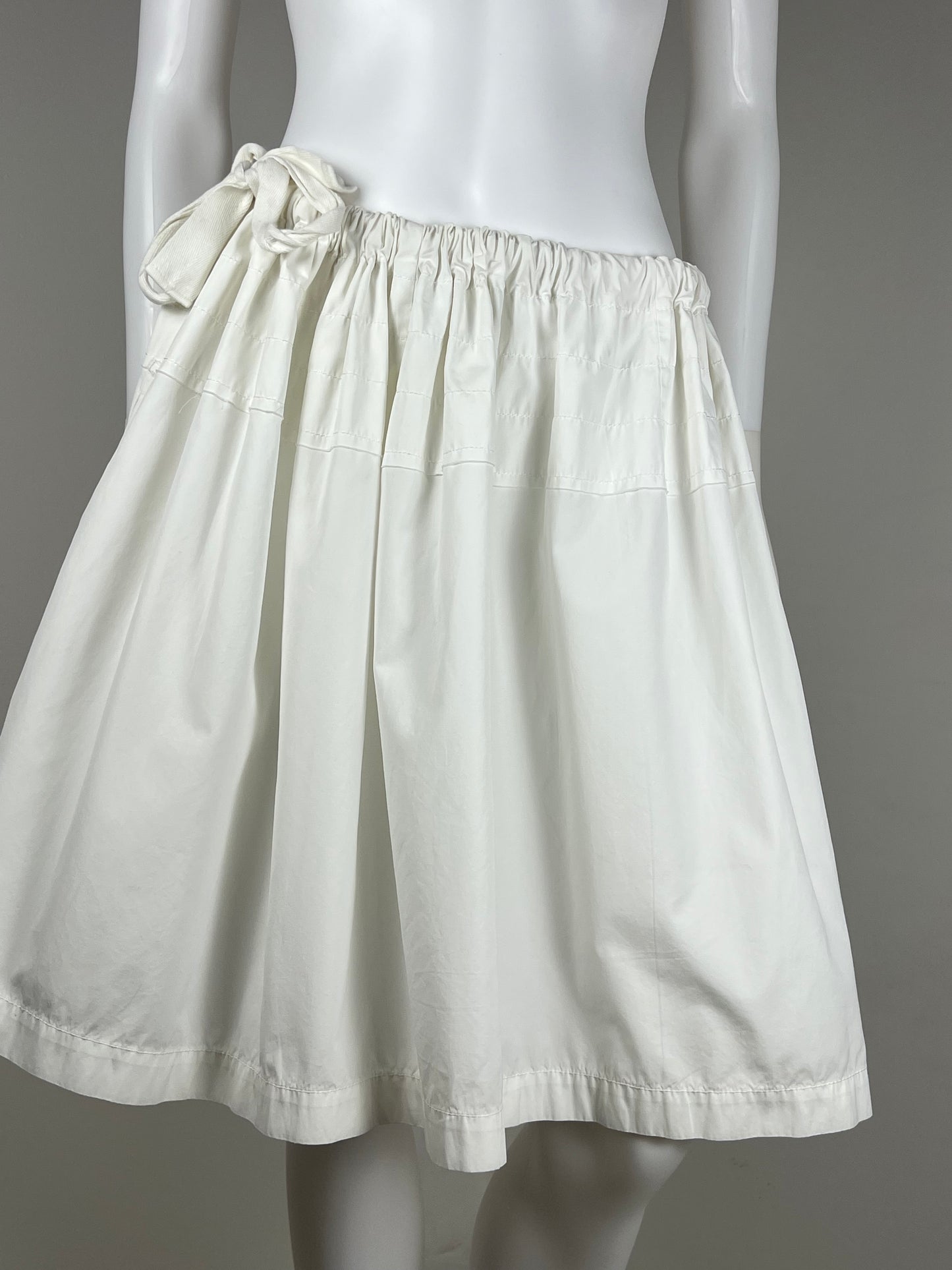 Nina Ricci Ivory Silk Midi Skirt with Tie Detail