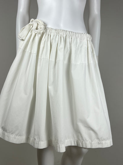 Nina Ricci Ivory Silk Midi Skirt with Tie Detail