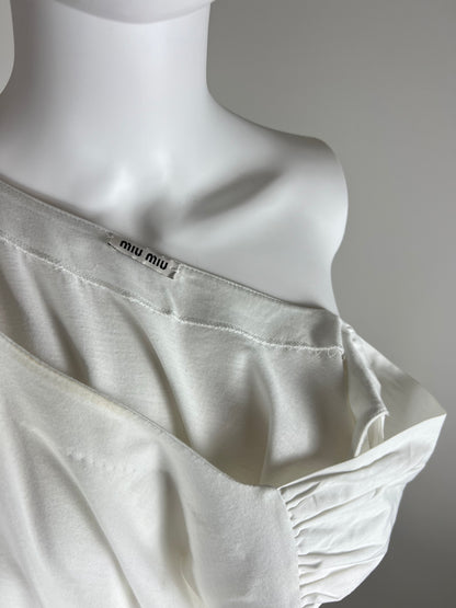 Miu Miu White Drop-Waist Cotton Dress