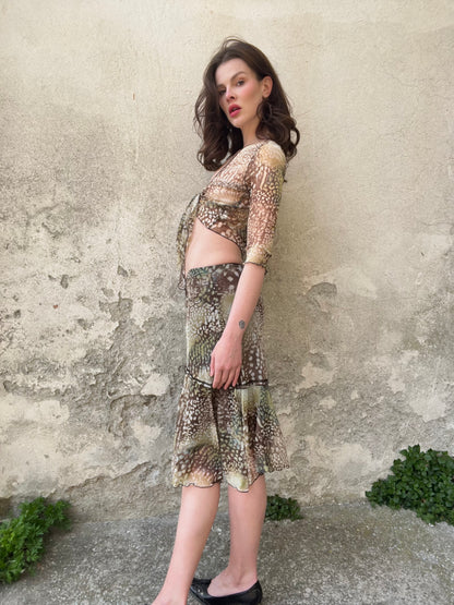 Leopard Sheer Tie-Front Set
