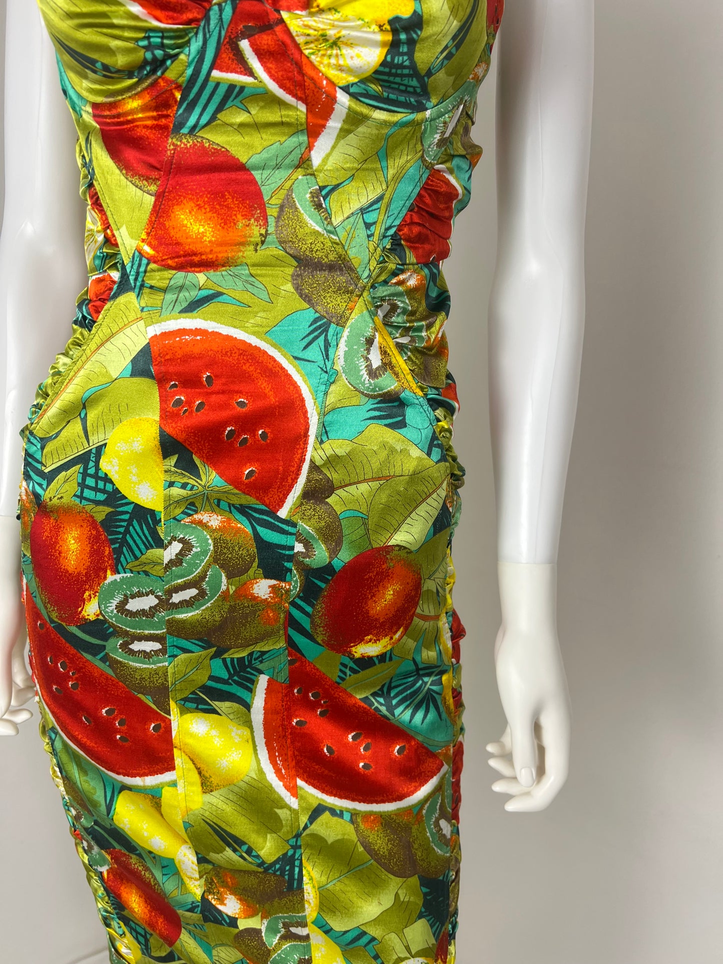 D&G by Dolce & Gabbana Tropical Fruit Ruched Midi Dress
SS05–06 Era