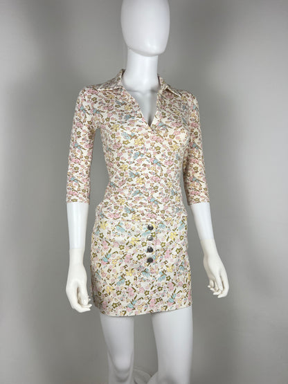 Cacharel Floral Jersey Top and Mini Skirt Set