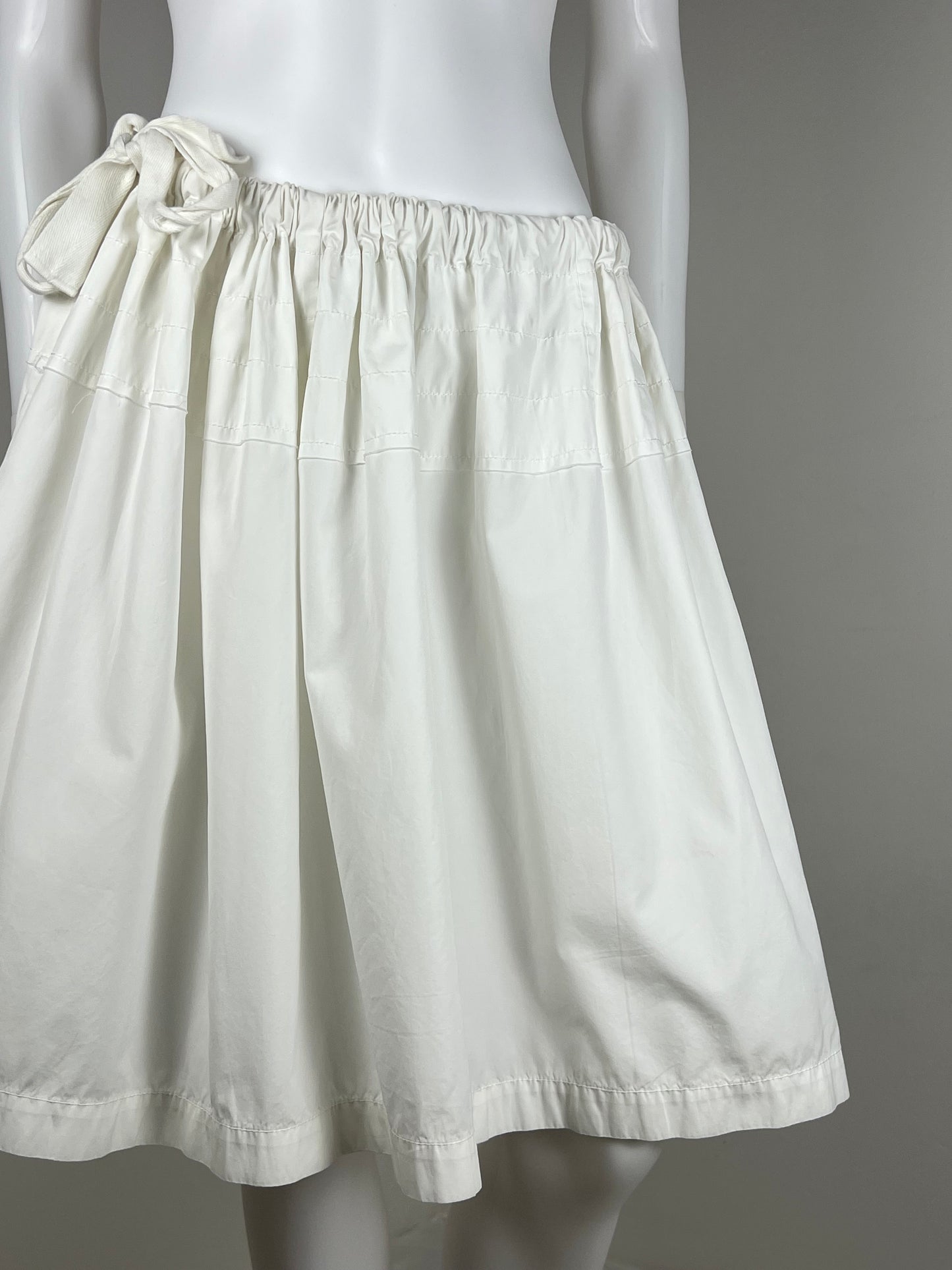Nina Ricci Ivory Silk Midi Skirt with Tie Detail