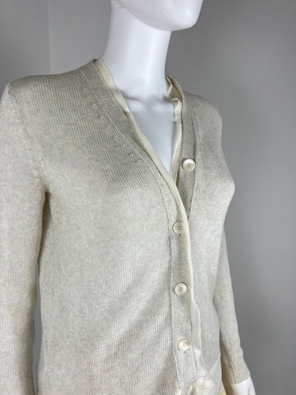 Miu Miu Cotton Cardigan with Silk Trim