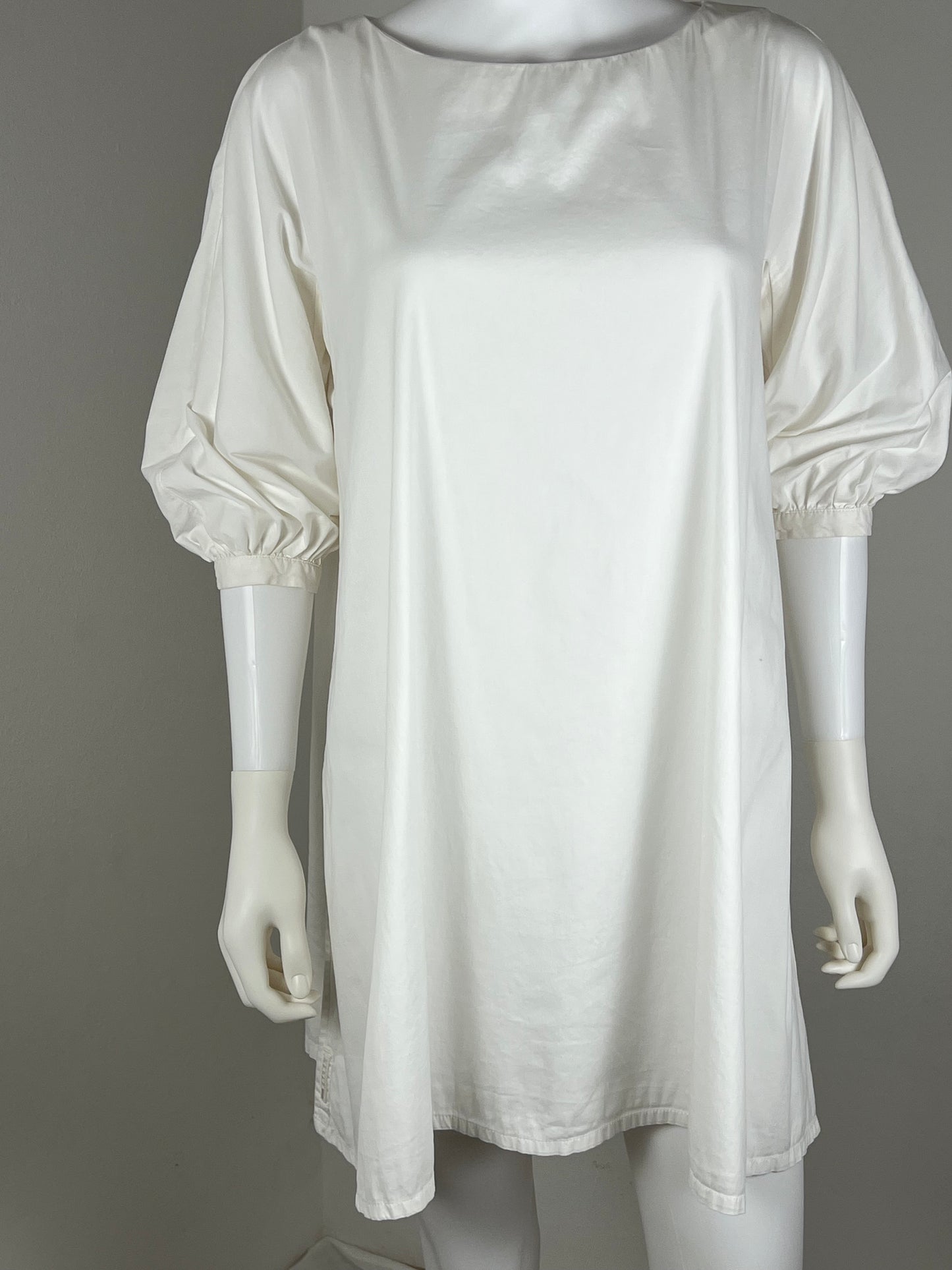 Prada Ivory Puff-Sleeve Shift Dress