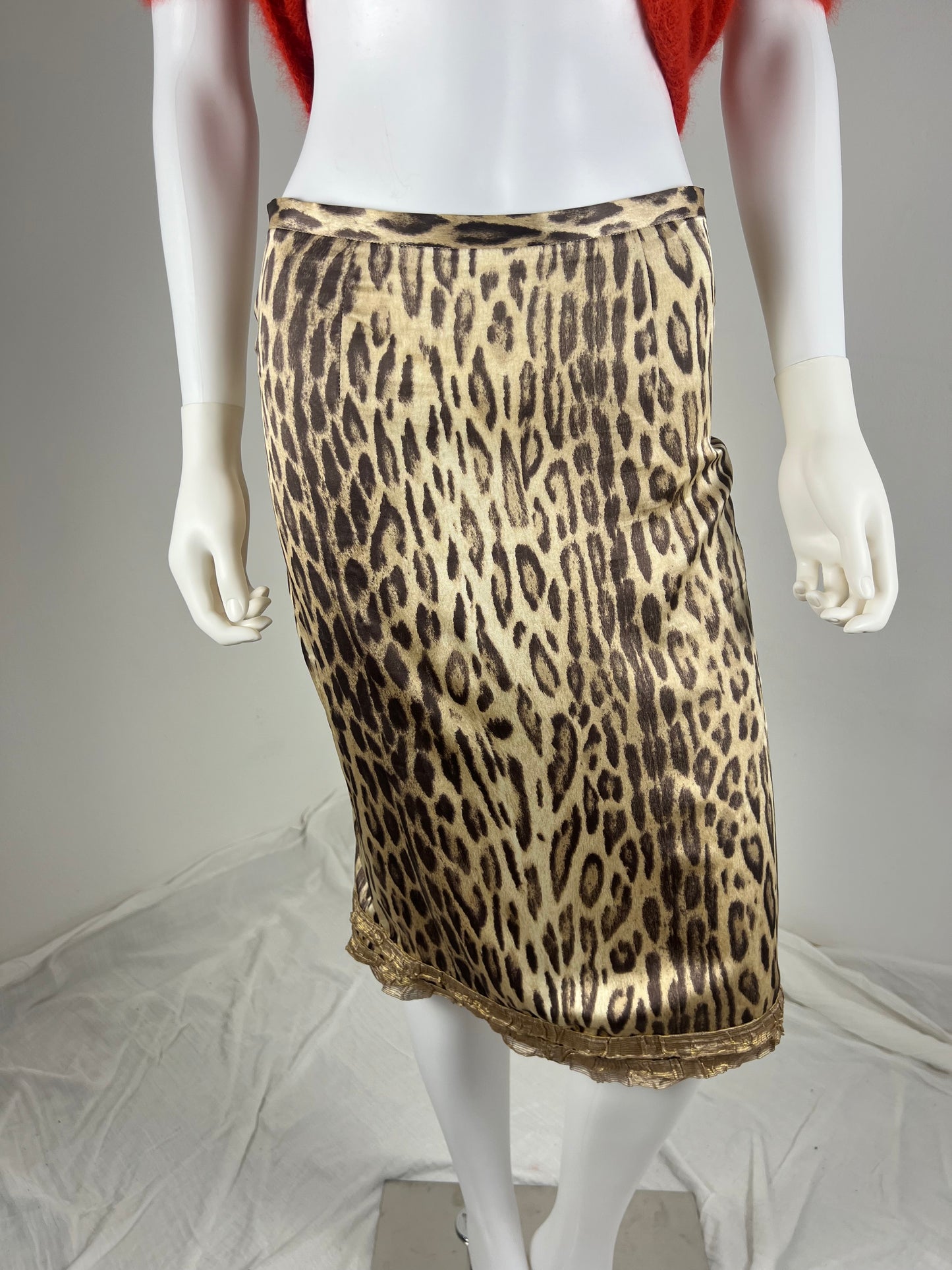 Blumarine silk leopard skirt