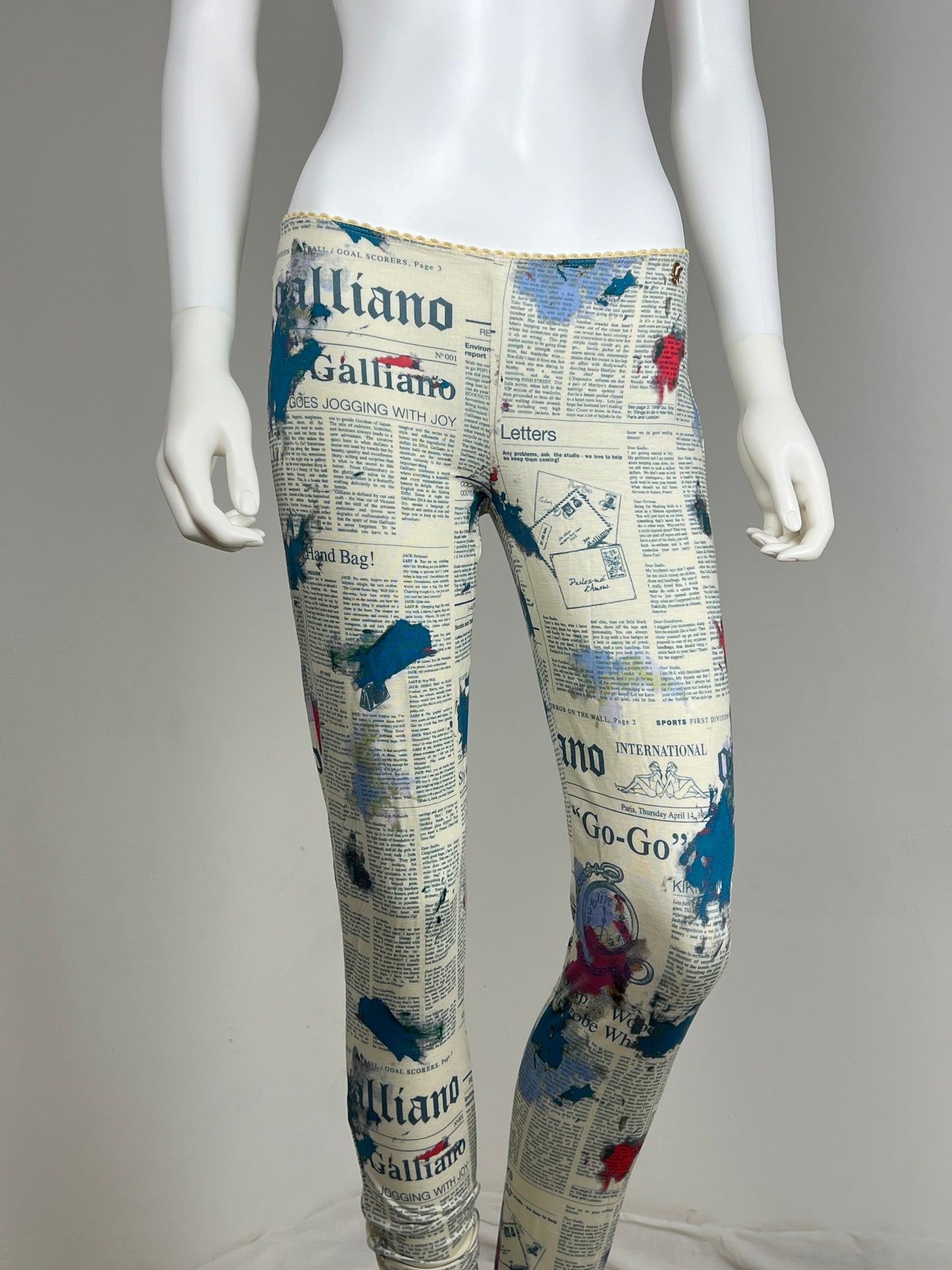 John Galliano Newspaper Print Leggings