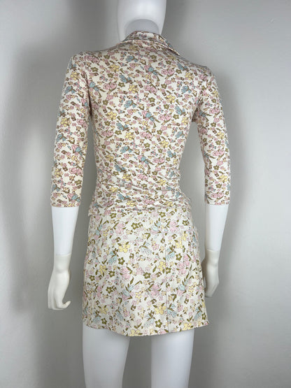 Cacharel Floral Jersey Top and Mini Skirt Set