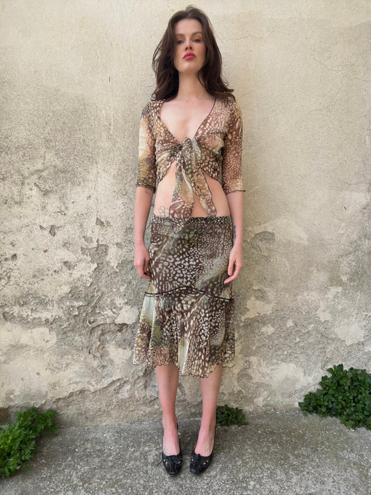 Leopard Sheer Tie-Front Set
