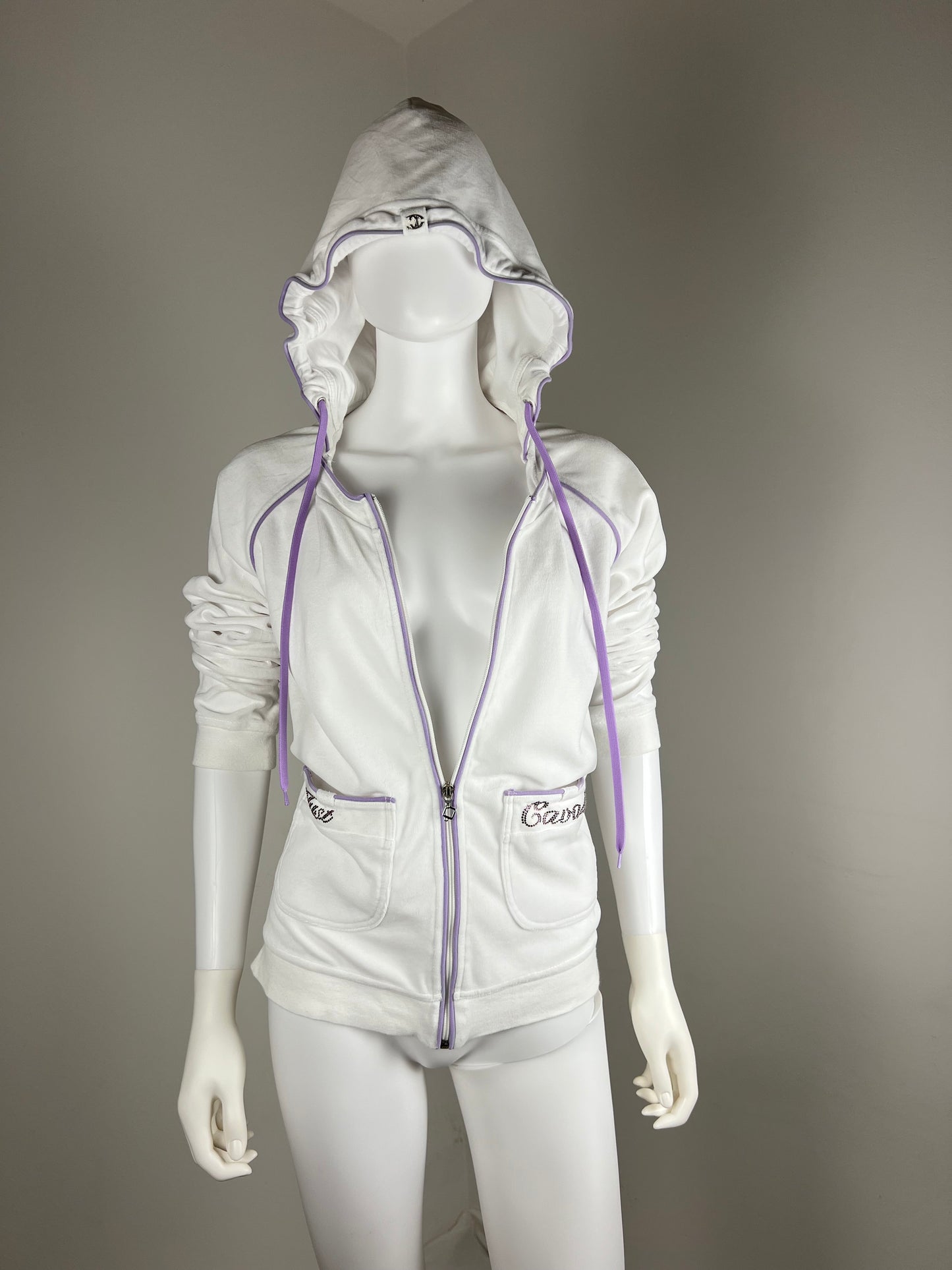 JUST CAVALLI

White & Lilac Rhinestone Zip Hoodie
Early 2000s