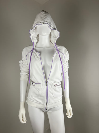 JUST CAVALLI

White & Lilac Rhinestone Zip Hoodie
Early 2000s