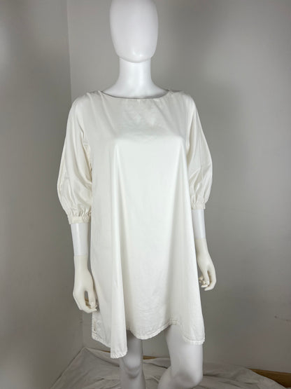 Prada Ivory Puff-Sleeve Shift Dress