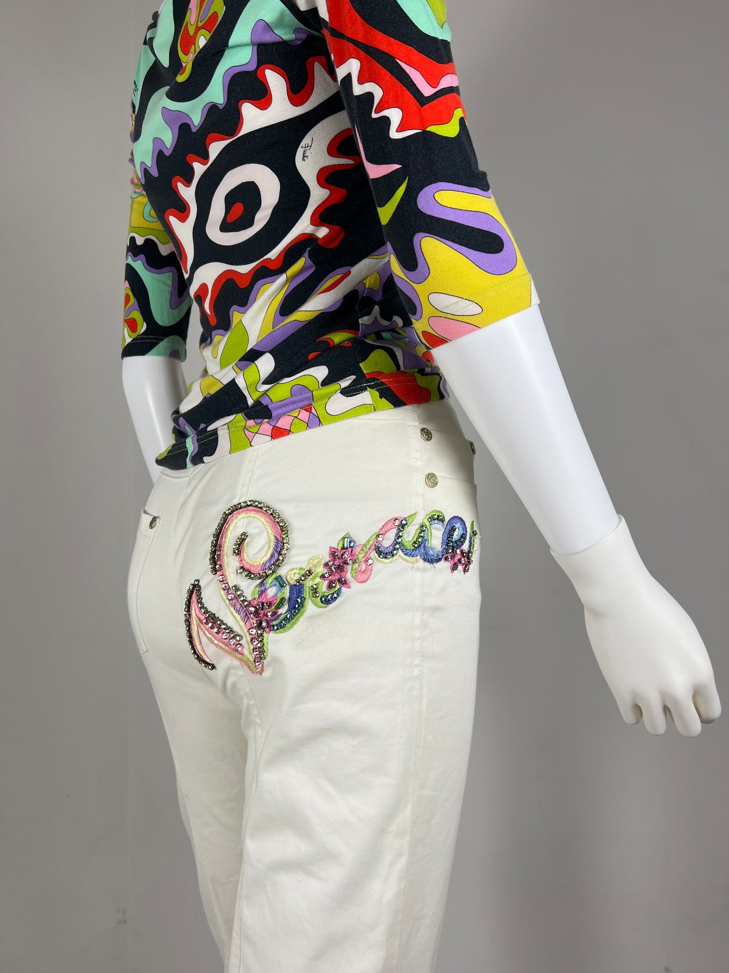Gianni Versace Embellished Logo Jeans – Early 2000s