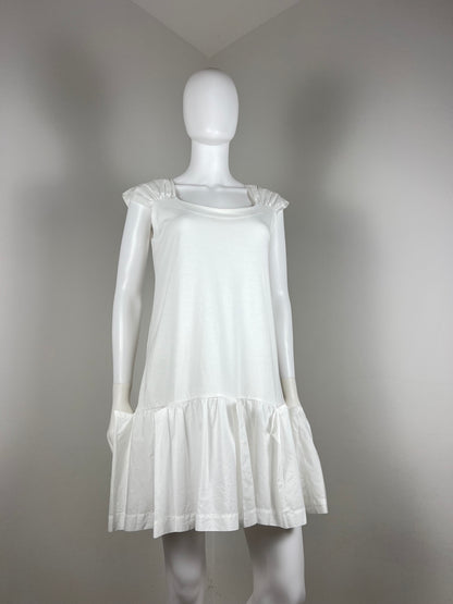 Miu Miu White Drop-Waist Cotton Dress