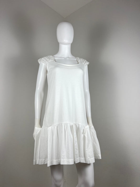 Miu Miu White Drop-Waist Cotton Dress