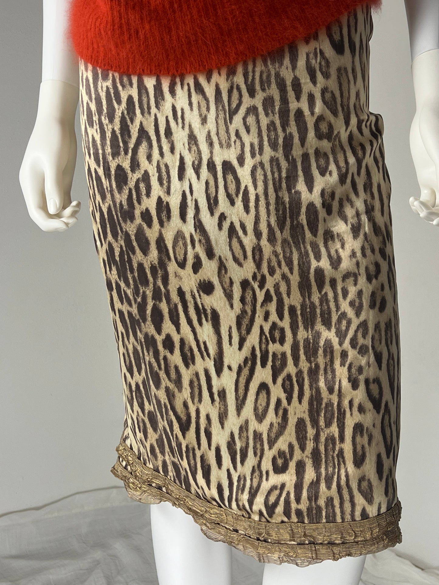Blumarine silk leopard skirt
