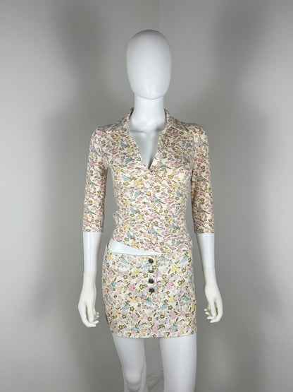 Cacharel Floral Jersey Top and Mini Skirt Set