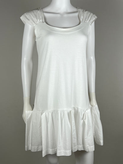 Miu Miu White Drop-Waist Cotton Dress