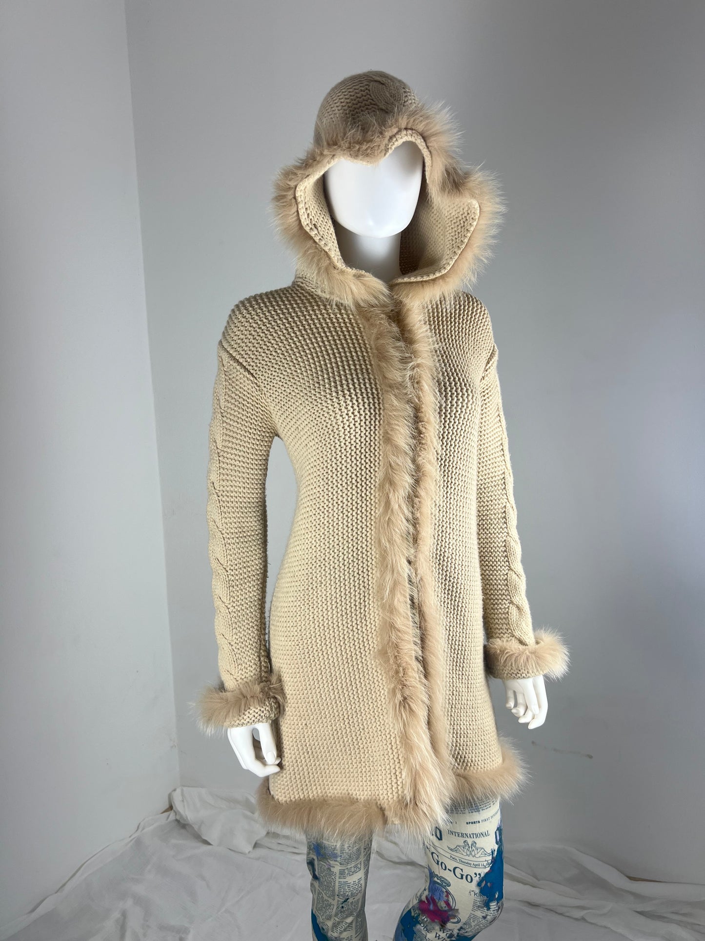 Blumarine Fur Trim Hooded Knit Coat
Early 2000s