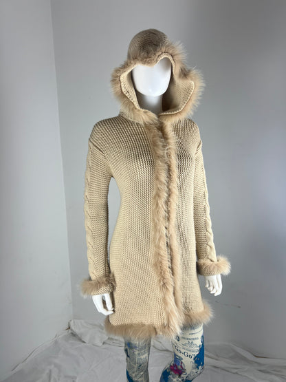 Blumarine Fur Trim Hooded Knit Coat
Early 2000s