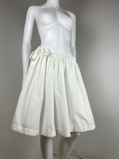 Nina Ricci Ivory Silk Midi Skirt with Tie Detail