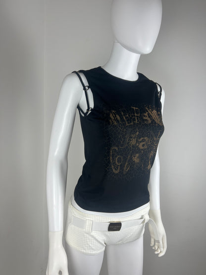 Versace Jeans Couture Logo Jersey Top with Metal Ring Detail
