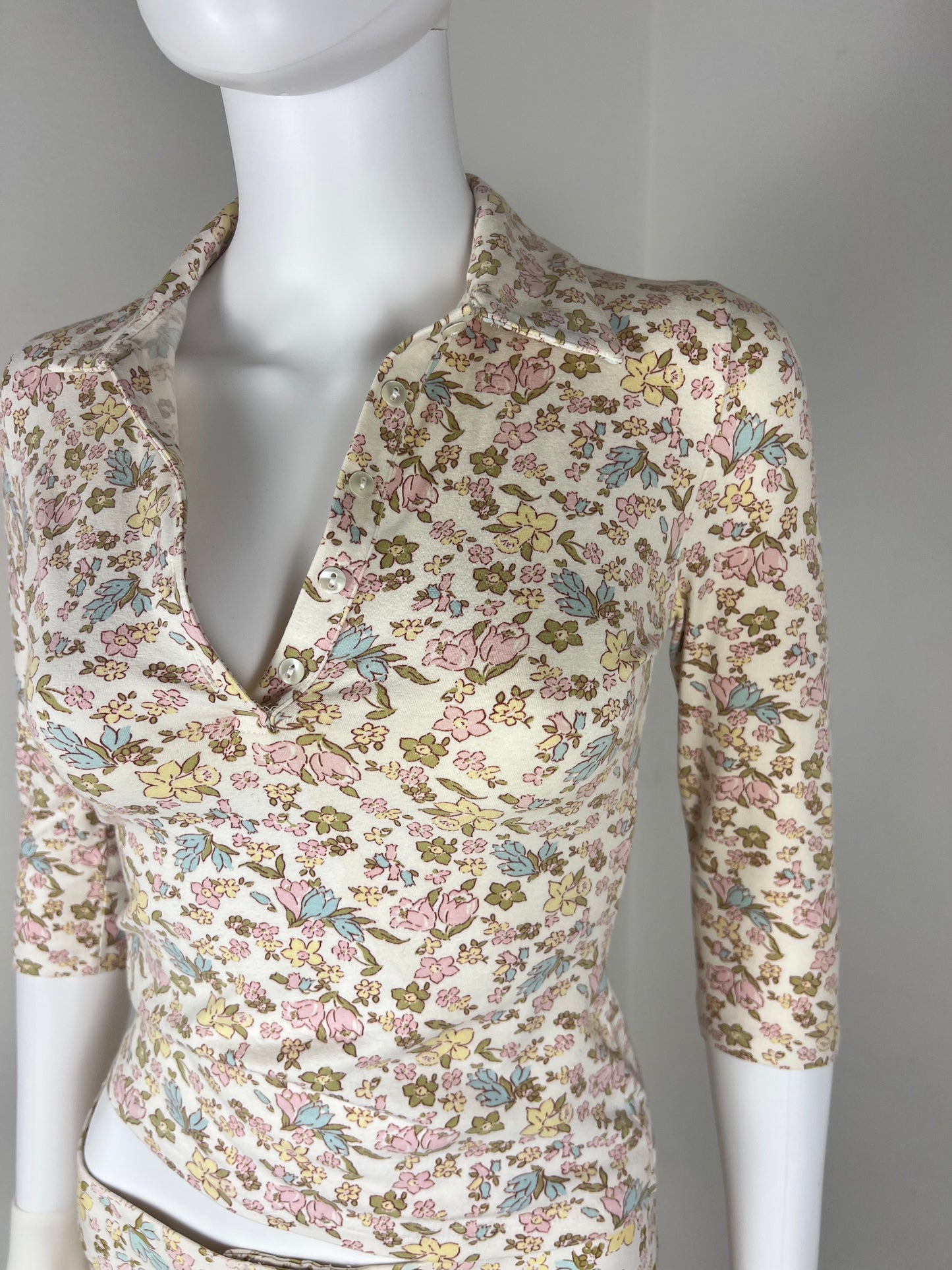 Cacharel Floral Jersey Top and Mini Skirt Set