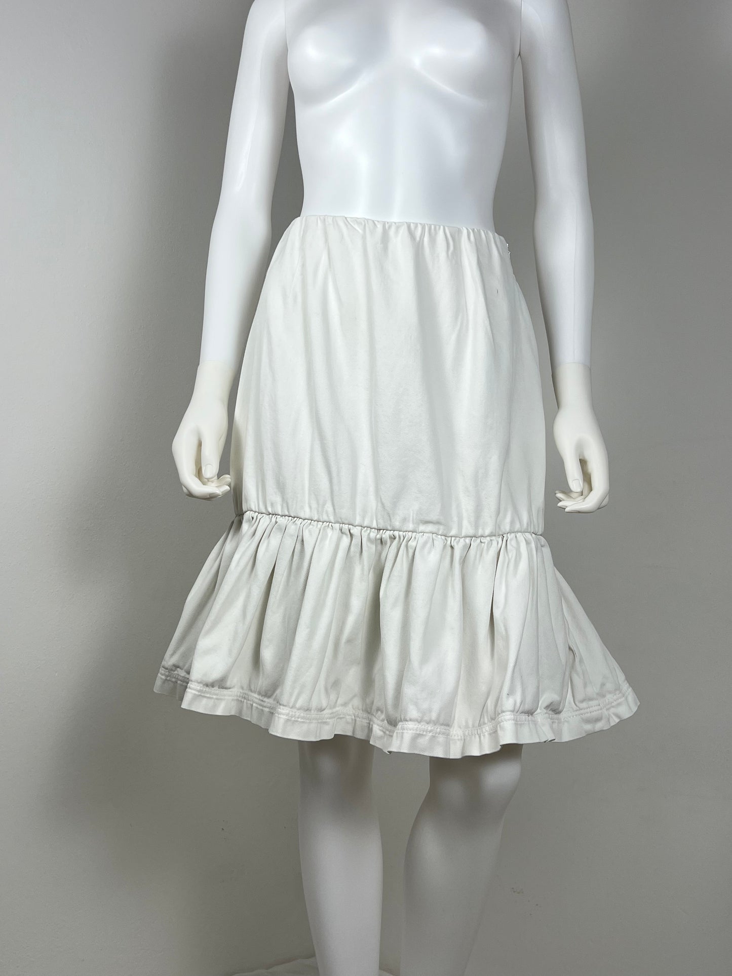 Prada Ivory Tiered Cotton Skirt