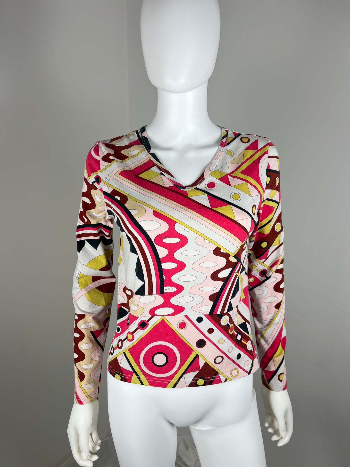 Emilio Pucci Geometric Print Stretch Top – Early 2000s