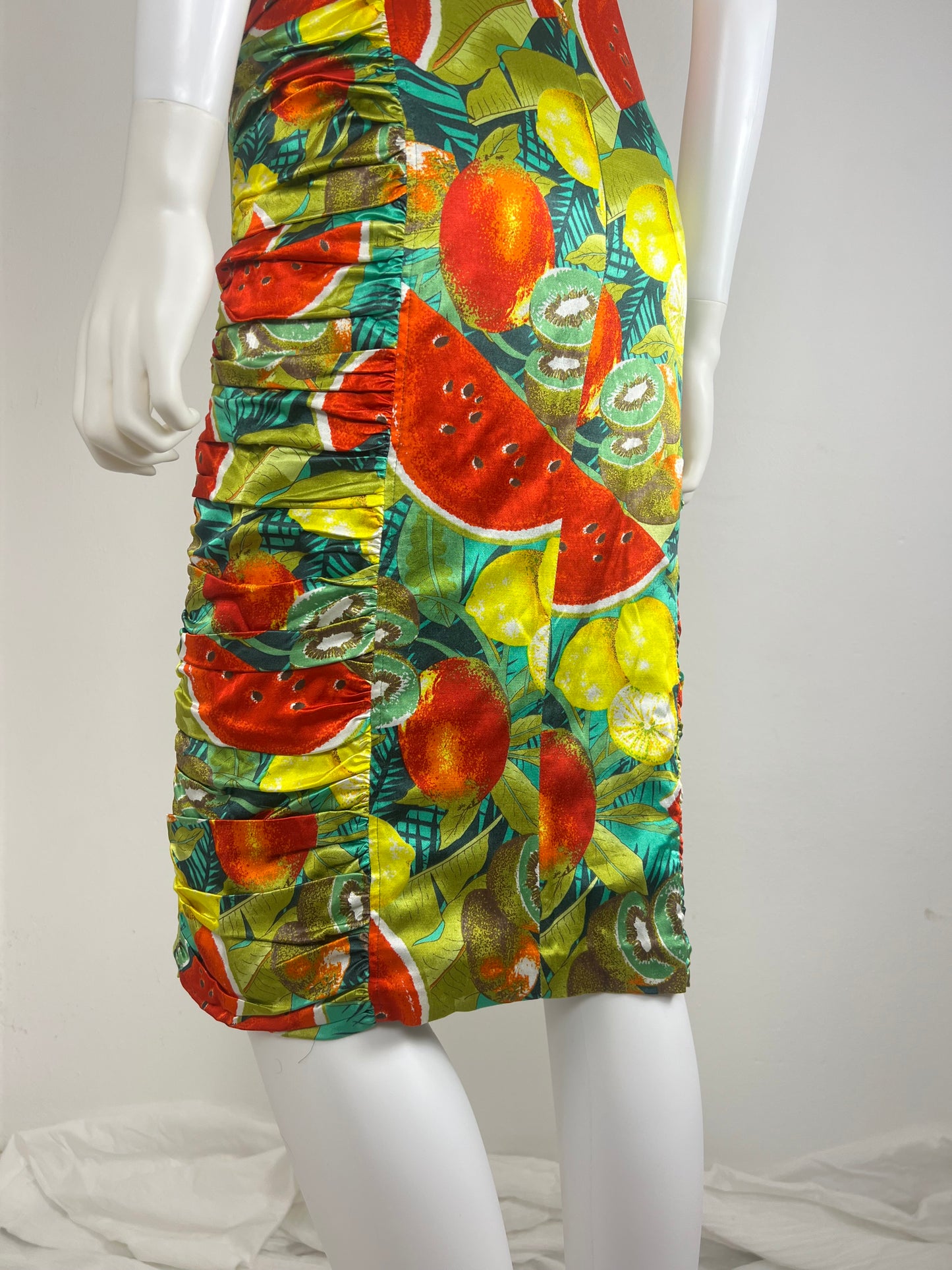 D&G by Dolce & Gabbana Tropical Fruit Ruched Midi Dress
SS05–06 Era