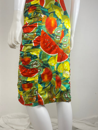 D&G by Dolce & Gabbana Tropical Fruit Ruched Midi Dress
SS05–06 Era