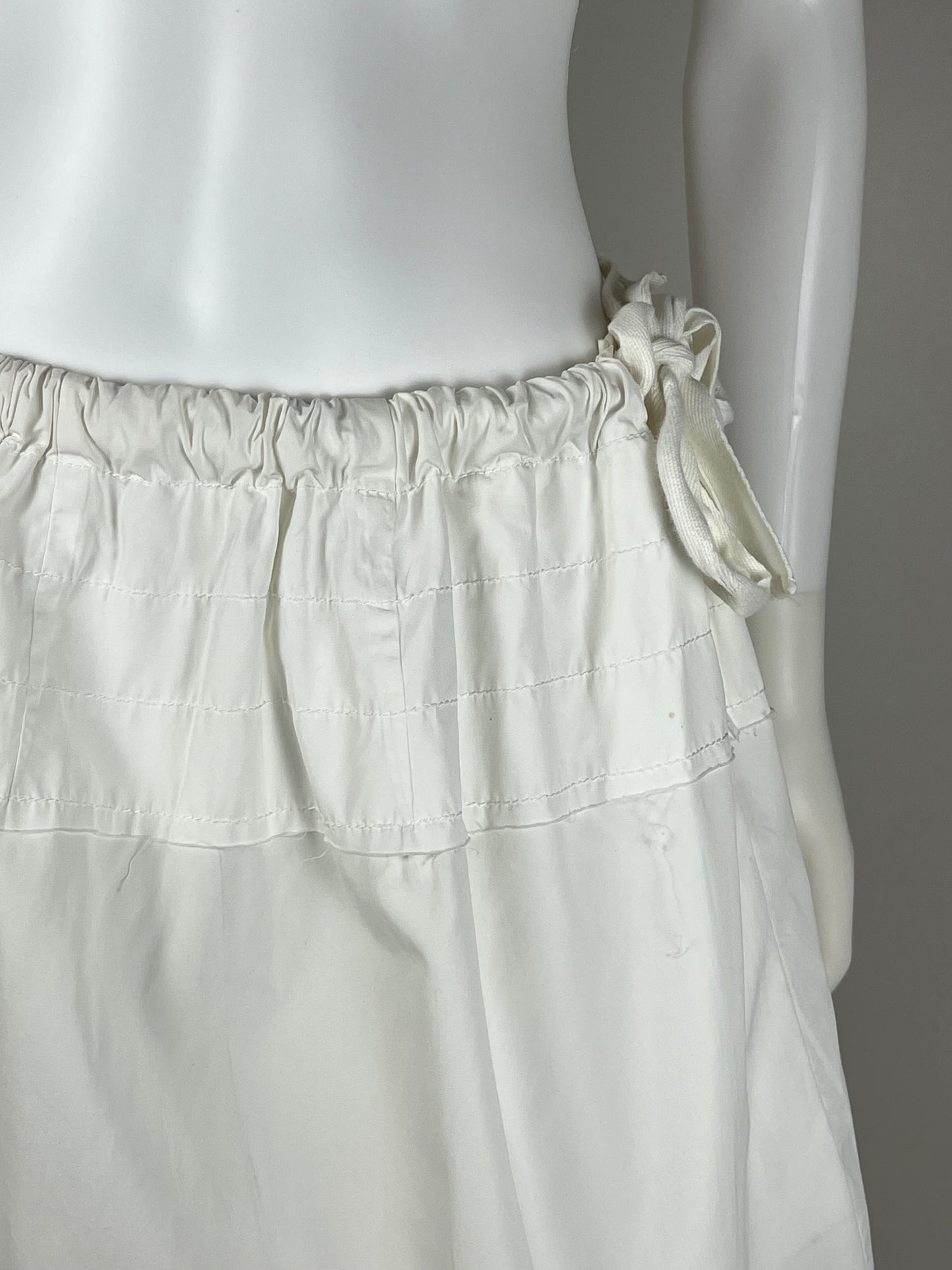 Nina Ricci Ivory Silk Midi Skirt with Tie Detail