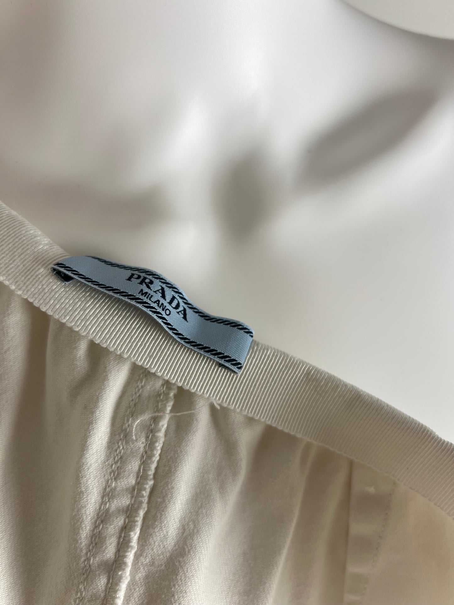 Prada Ivory Tiered Cotton Skirt