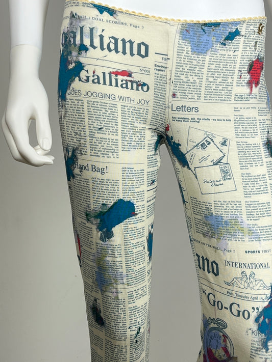 John Galliano Newspaper Print Leggings