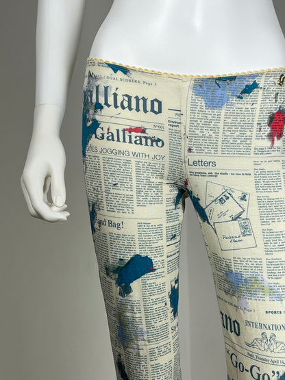 John Galliano Newspaper Print Leggings