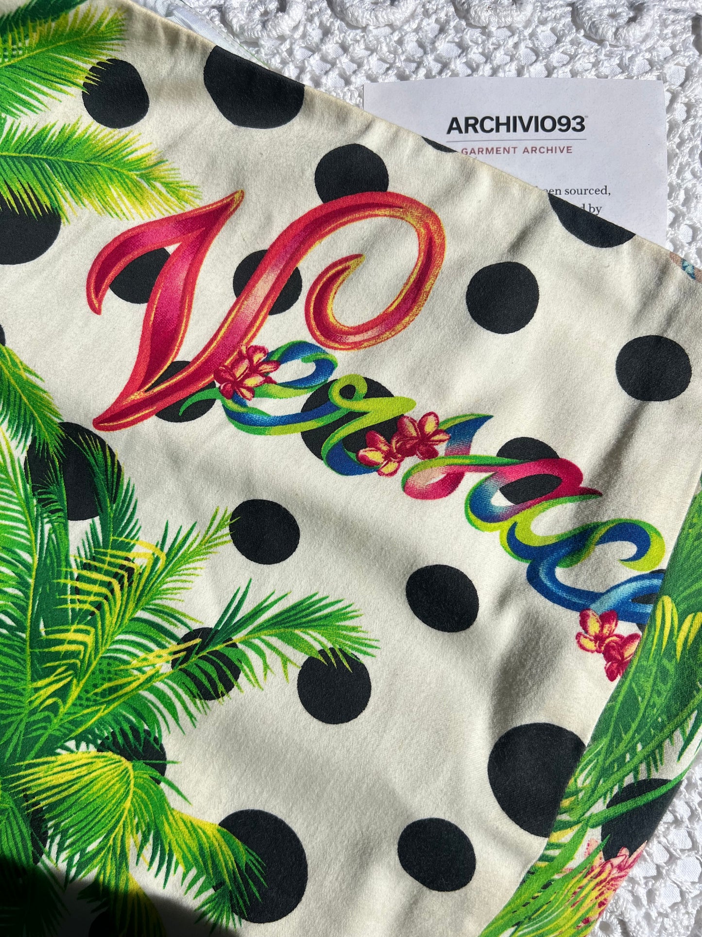 VERSACE tropical polka dot logo skirt
early 2000s