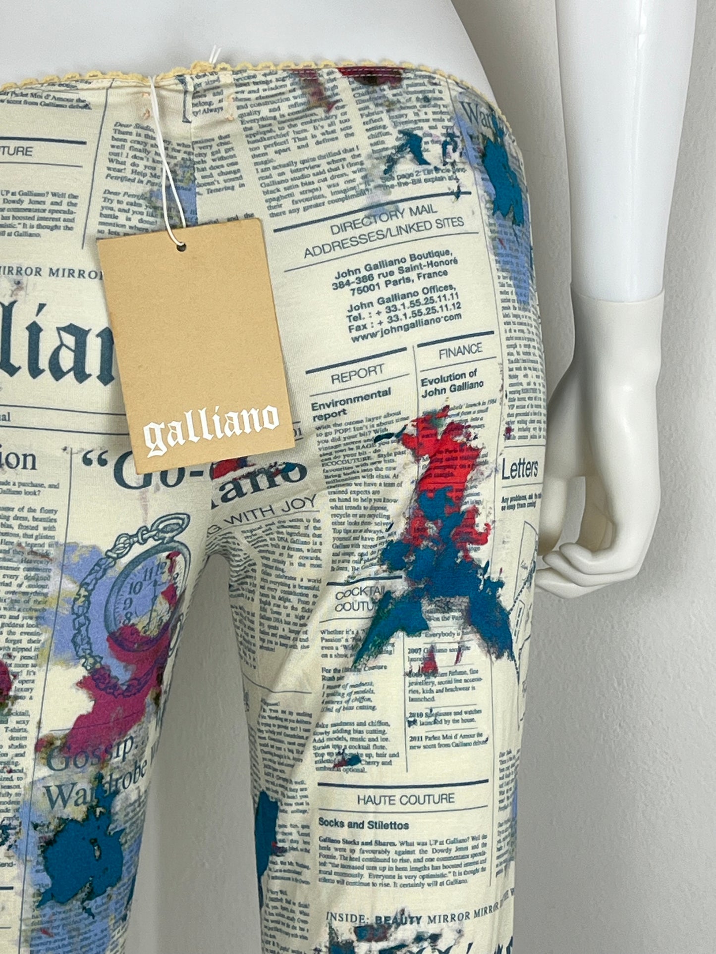 John Galliano Newspaper Print Leggings