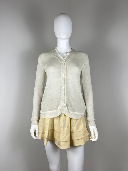 Miu Miu Cotton Cardigan with Silk Trim